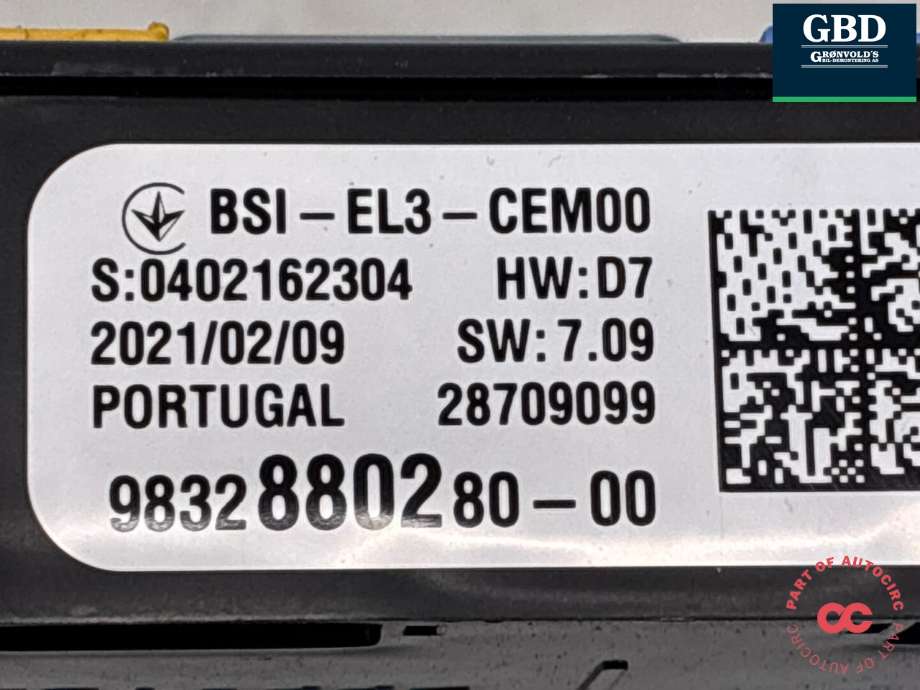 Styreenhet comfort (BCM) til Toyota Proace 2016-->> (Type II)  (SU001B3436|9832880280-00|)