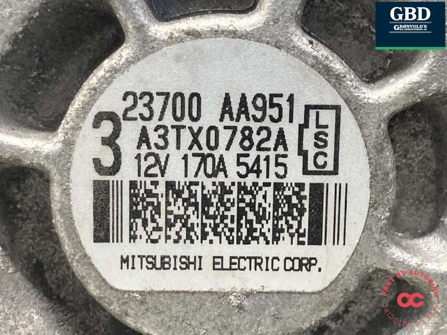 Dynamo diesel til Subaru Outback 2015-2020 (Type V)  (MITSUBISHI|23700AA951|A3TX0782A|)