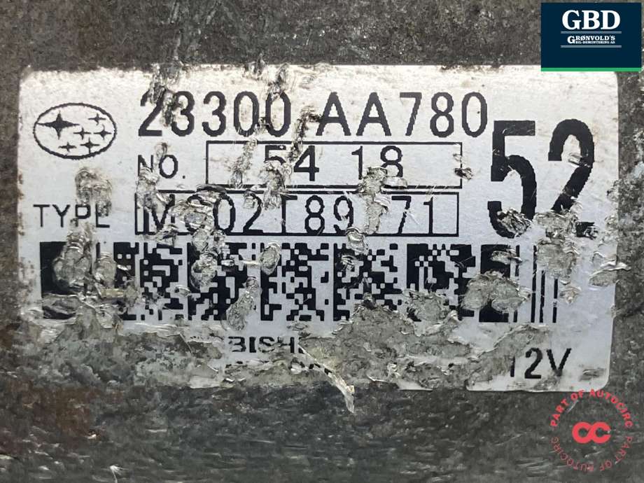 Starter diesel til Subaru Outback 2015-2020 (Type V)  (MITSUBISHI|23300AA780|M002T89071|)