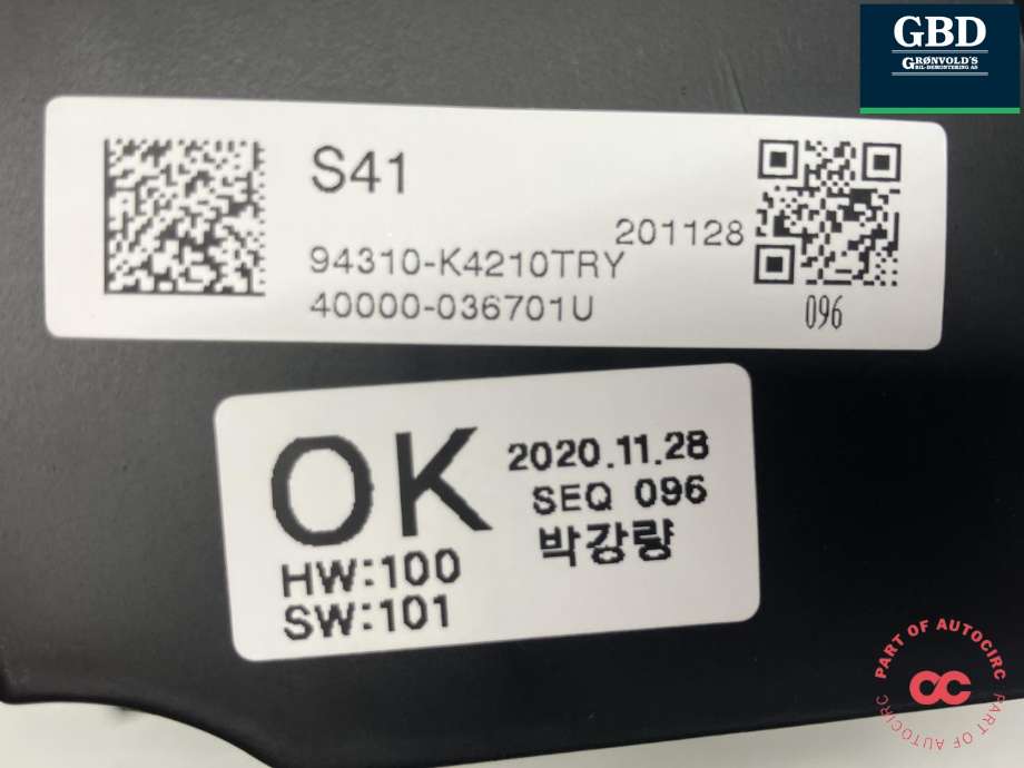 Instrument head-up display (HUD) til Hyundai Kona 2021-2023 (Type I, Fase 2) (94310K4210TRY|40000-036701U|)