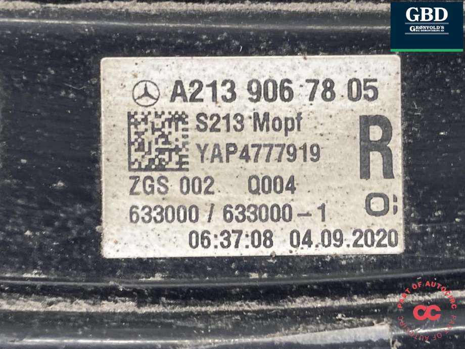 Baklykt høyre indre til Mercedes E-Klasse 2016-2023 (W213) (W213) (A 213 906 78 05|)