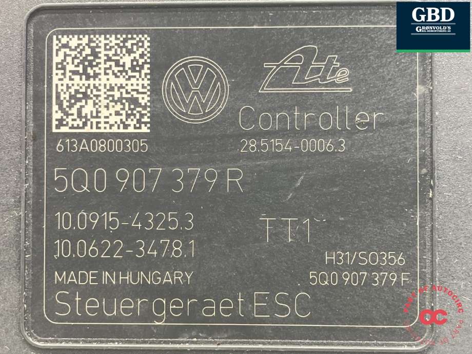 ABS sentral til Škoda Octavia 2013-2016 (Type III, Fase 1)  (ATE|5Q0 614 517 J  BEF|5Q0 614 517 Q  BEF|5Q0 907 379 R)