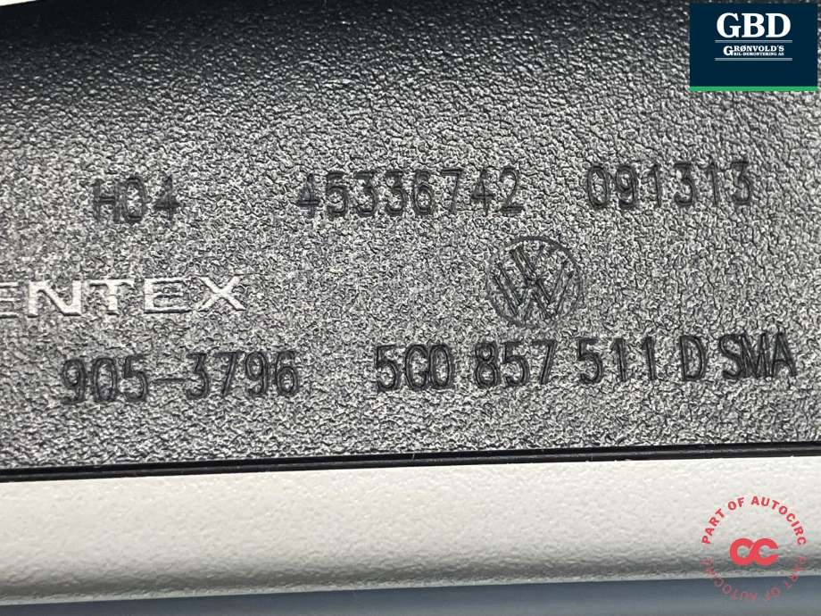 Speil innvendig til Škoda Octavia 2013-2016 (Type III, Fase 1) (GENTEX|5G0 857 511 D 9B9|5G0 857 511 D SMA|905-3796)
