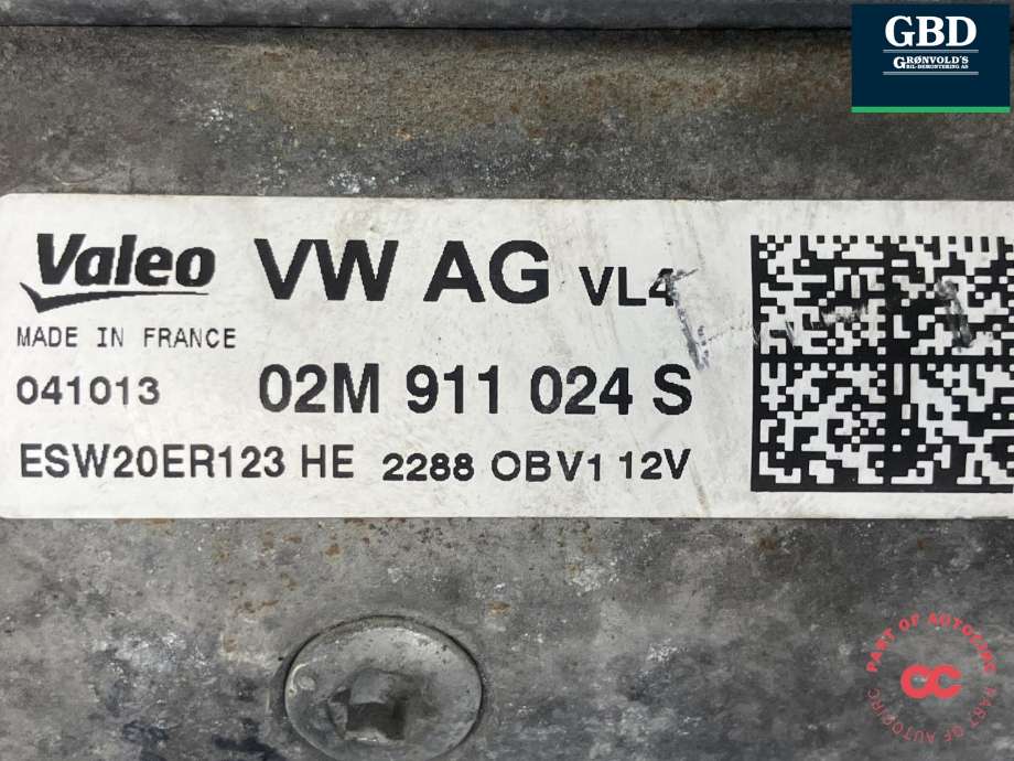 Starter diesel til Škoda Octavia 2013-2016 (Type III, Fase 1) (VALEO|02M 911 024 B|02M 911 024 S|041013)