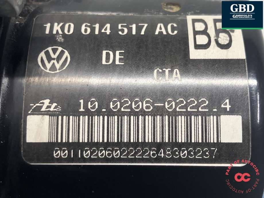 ABS sentral til VW Touran 2007-2010 (Type I, Fase 2)  (ATE|1K0 614 517 AC BEF|1K0 614 517 AC|10.0206-0222.4)