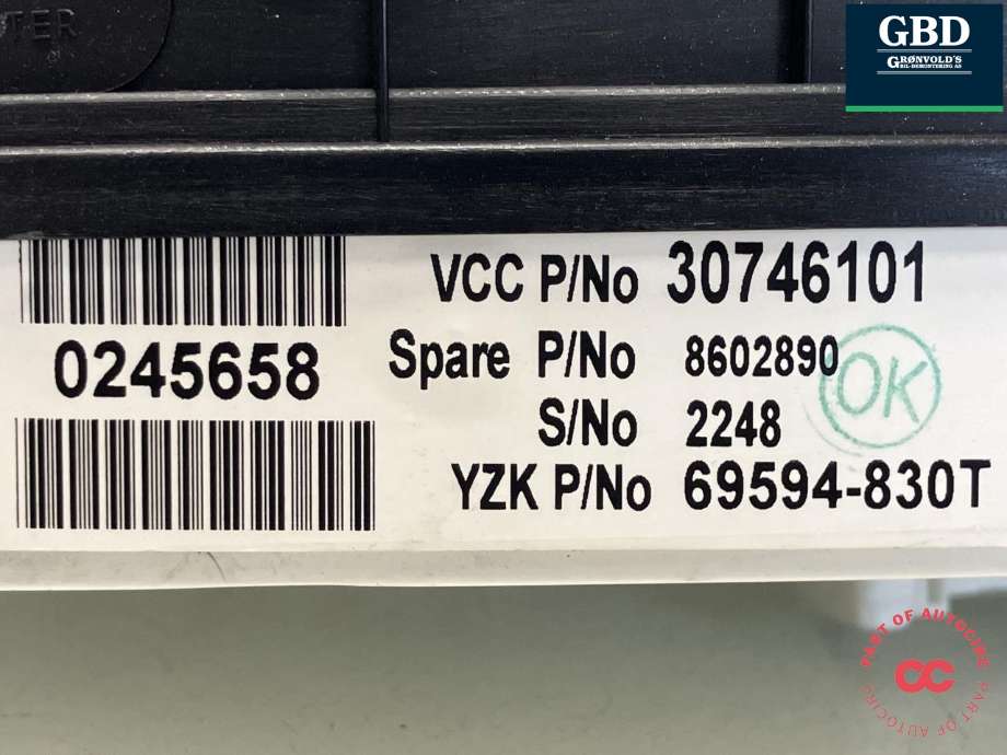 Instrumentpanel til Volvo XC90 2002-2006 (Type I, Fase 1)  (36050548|30746101|8602890)