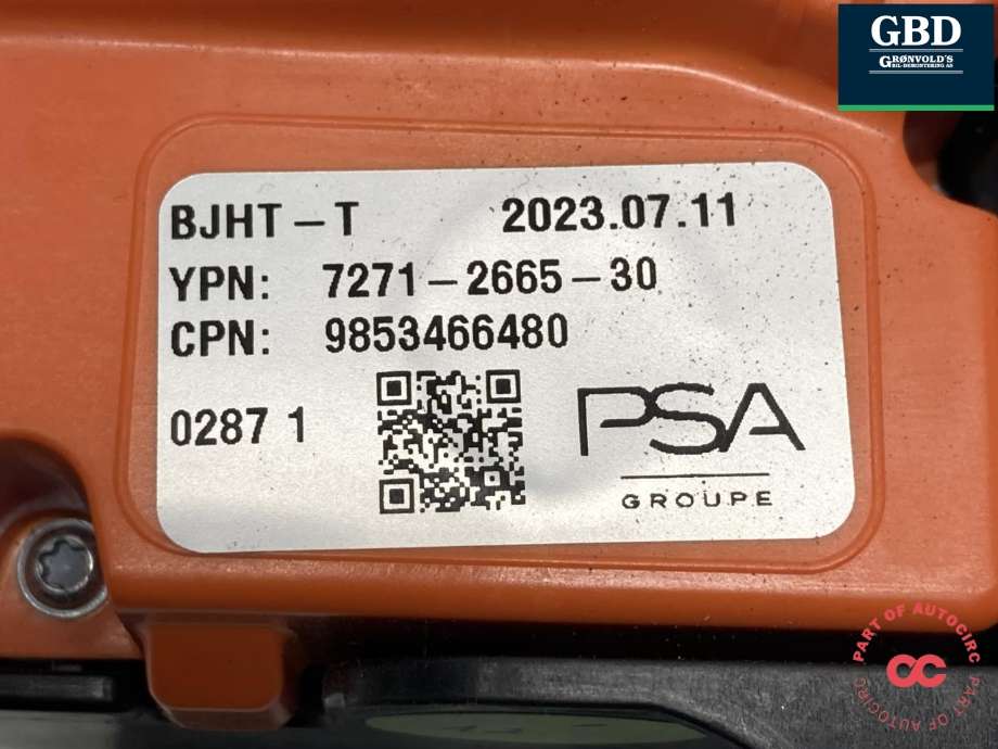 Styreenhet batteri elbil (BMS - Battery Management System) til Peugeot e-2008 2019-->>  (9853466480|)