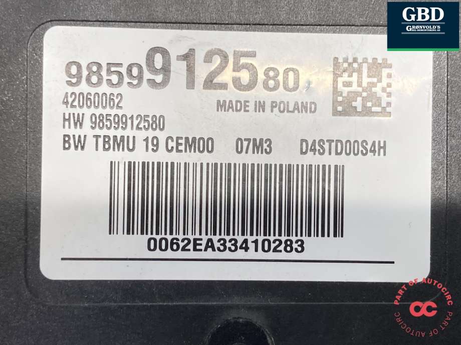 Styreenhet batteri elbil (BMS - Battery Management System) til Peugeot e-3008 2023-->>  (98 599 125 80|)