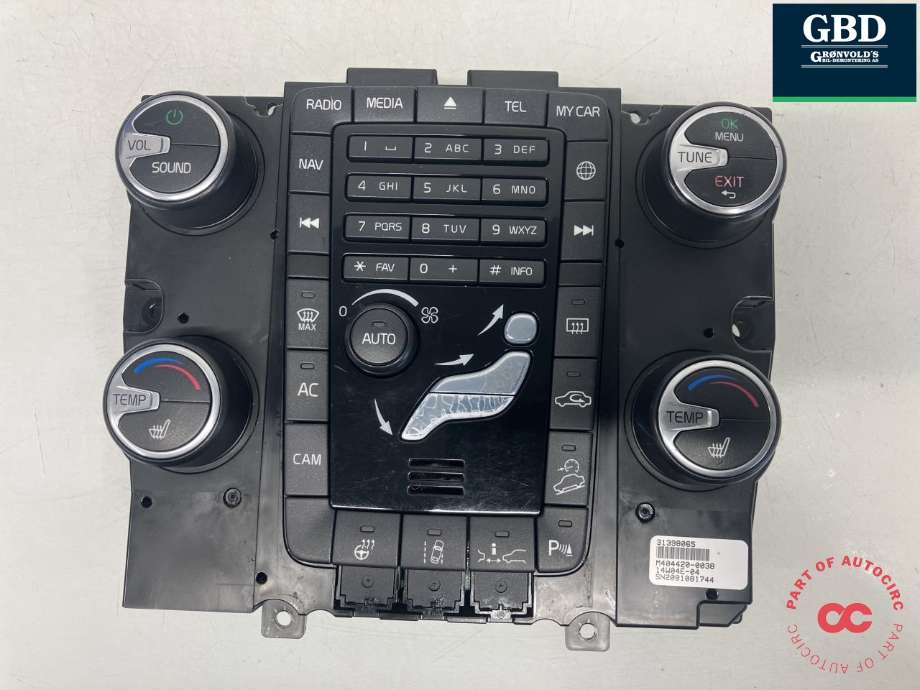 Varmeapparat betjening til Volvo XC60 2014-2017 (Type I, Fase 2)  (31398065|M404420-0038|14W04E-04)