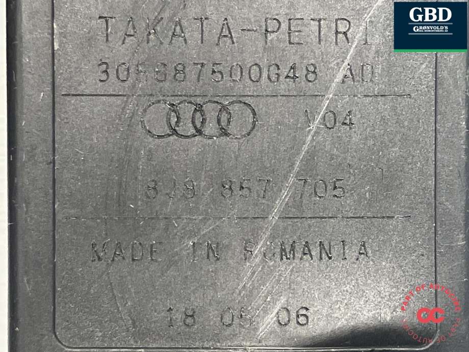 Sikkerhetsbelte foran venstre til Audi TT 2006-2014 (Type II) (8J8 857 705 F V04|8J8 857 705 D V04|)