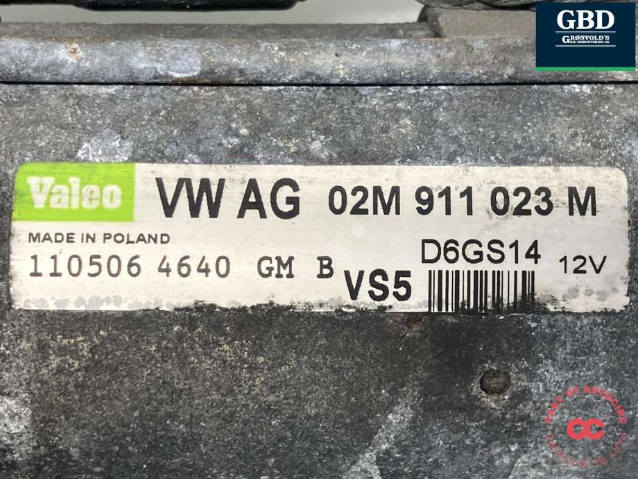 Starter til Audi TT 2006-2014 (Type II)  (VALEO|02M 911 023 G|02M 911 023 M|D6GS14)