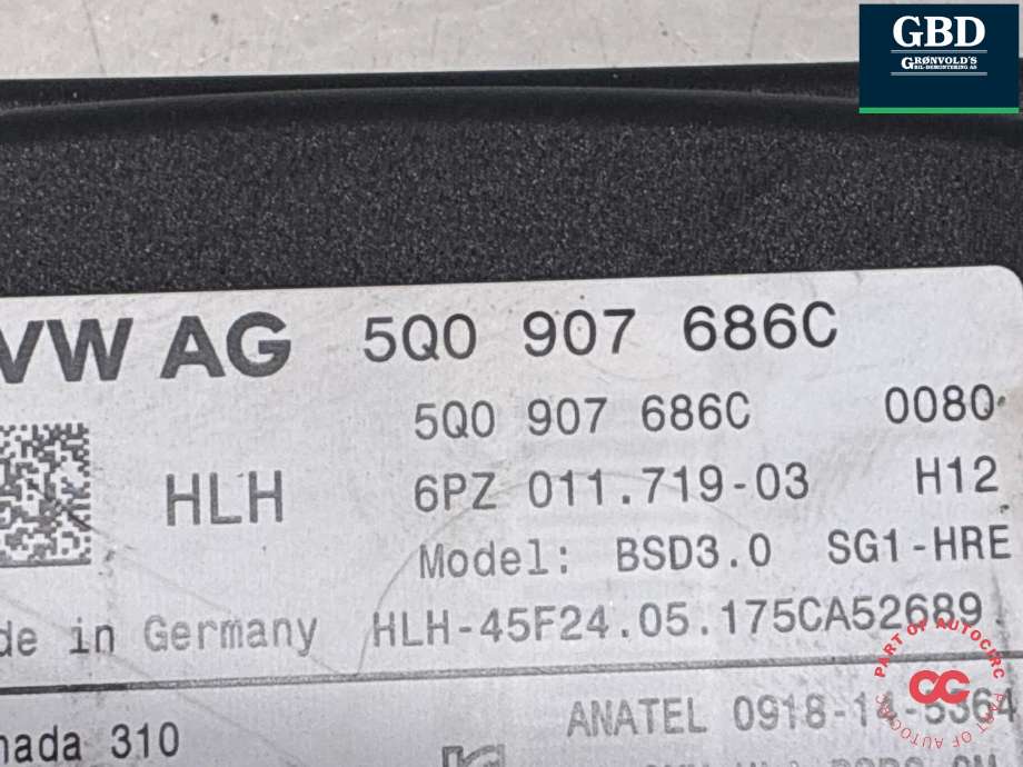 Sensor blindsone til VW e-Golf 2017-2020 (Fase 2) (5Q0 907 686 C|)
