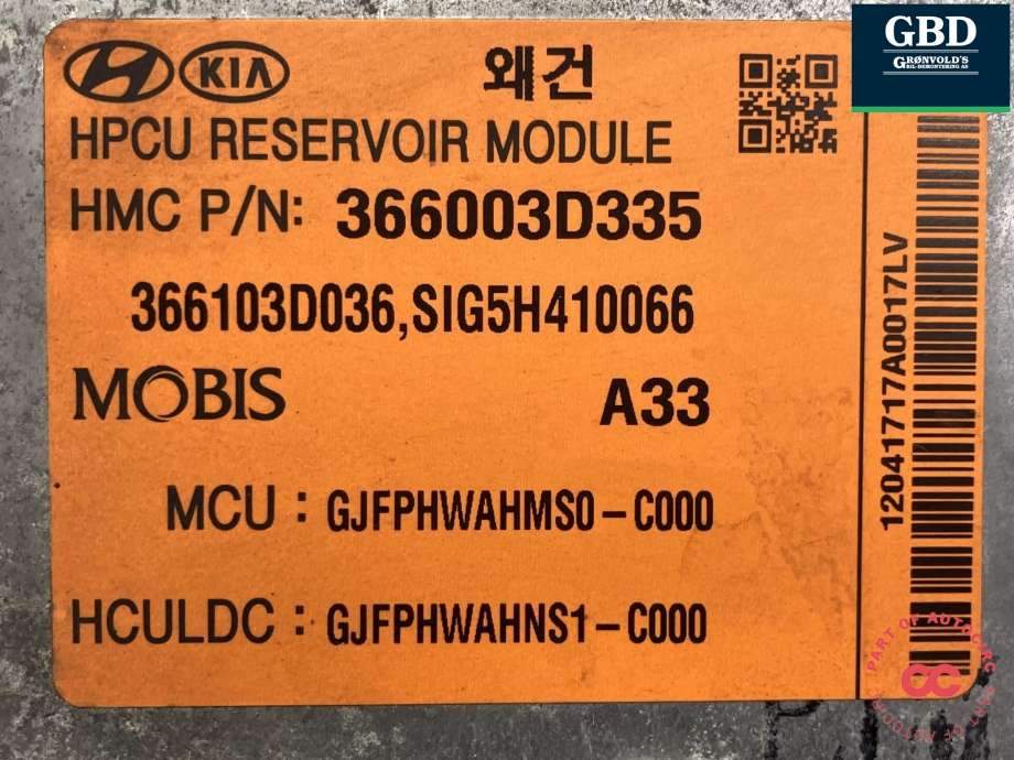 Inverter hybrid til Kia Optima 2017-2020 (MOBIS|366003D335|366103D036|SIG5H410066)