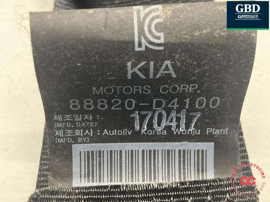 Sikkerhetsbelte foran høyre til Kia Optima 2017-2020  (88820D4100WK|88820-D4100WK|)