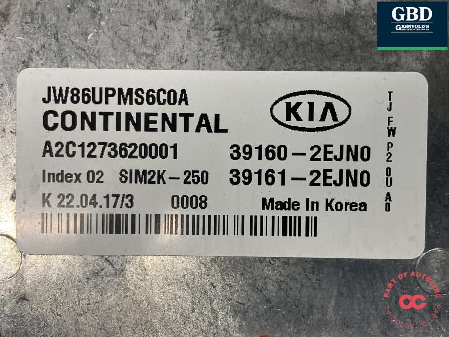 Styreenhet motor til Kia Optima 2017-2020  (CONTINENTAL|391612EJN0|39160-2EJN0|A2C1273620001)