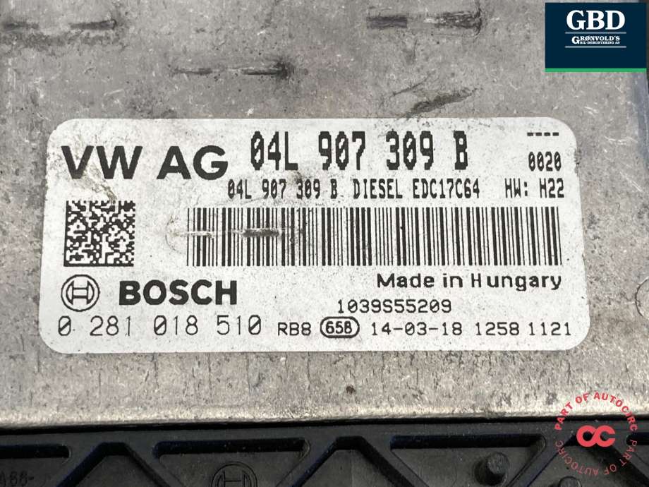 Styreenhet motor til Škoda Octavia 2013-2016 (Type III, Fase 1) (04L 906 021 P 5E0|04L 907 309 B|)