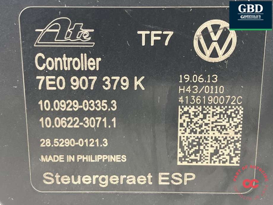 ABS sentral til VW Transporter / Caravelle 2009-2015 (Fase 2) (T5) (T5) (ATE|7E0 614 517 H BEF|7E0 907 379 K|10.0212-0842.4)