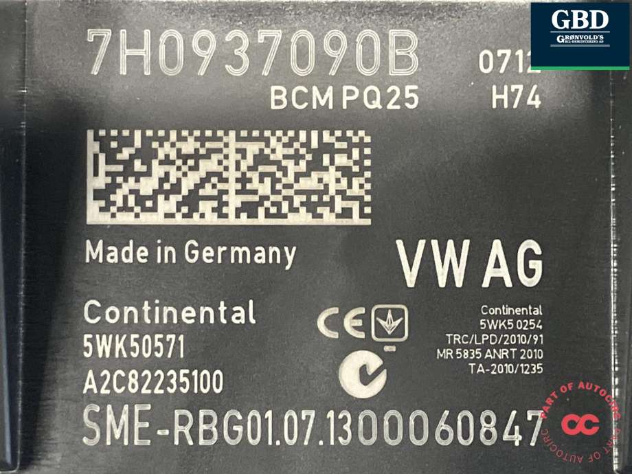 Styreenhet comfort (BCM) til VW Transporter / Caravelle 2009-2015 (Fase 2) (T5) (T5) (CONTINENTAL|7E0 937 090    Z2C|7H0 937 090 B  Z3A|A2C82235100)