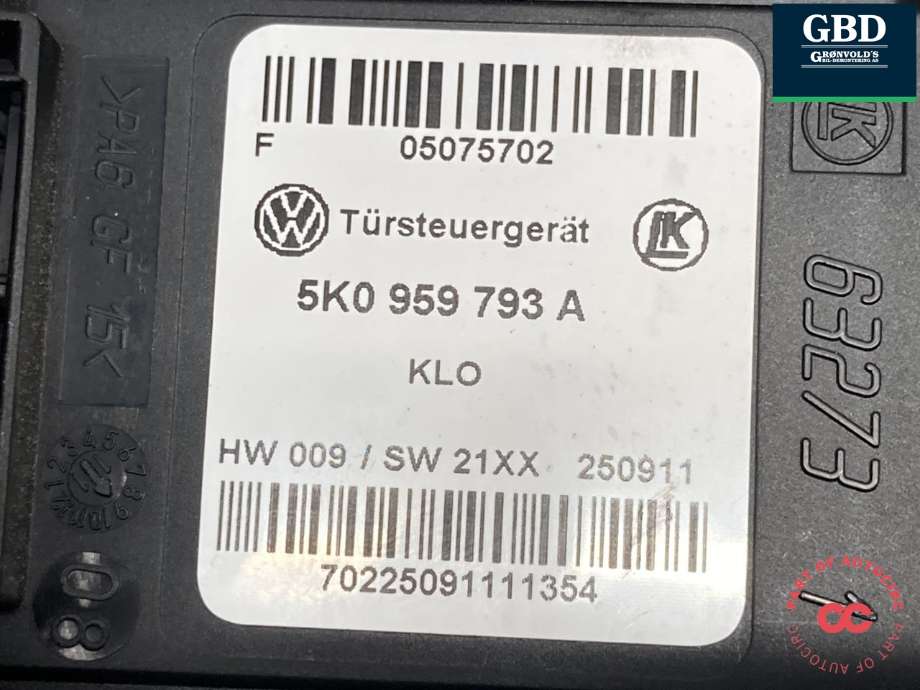 Ruteheis, kun motor, venstre foran til Škoda Octavia 2009-2013 (Type II, Fase 2)  (1T0 959 701 AF|1T0 959 701 AF Z1D|1T0 959 701 AA)
