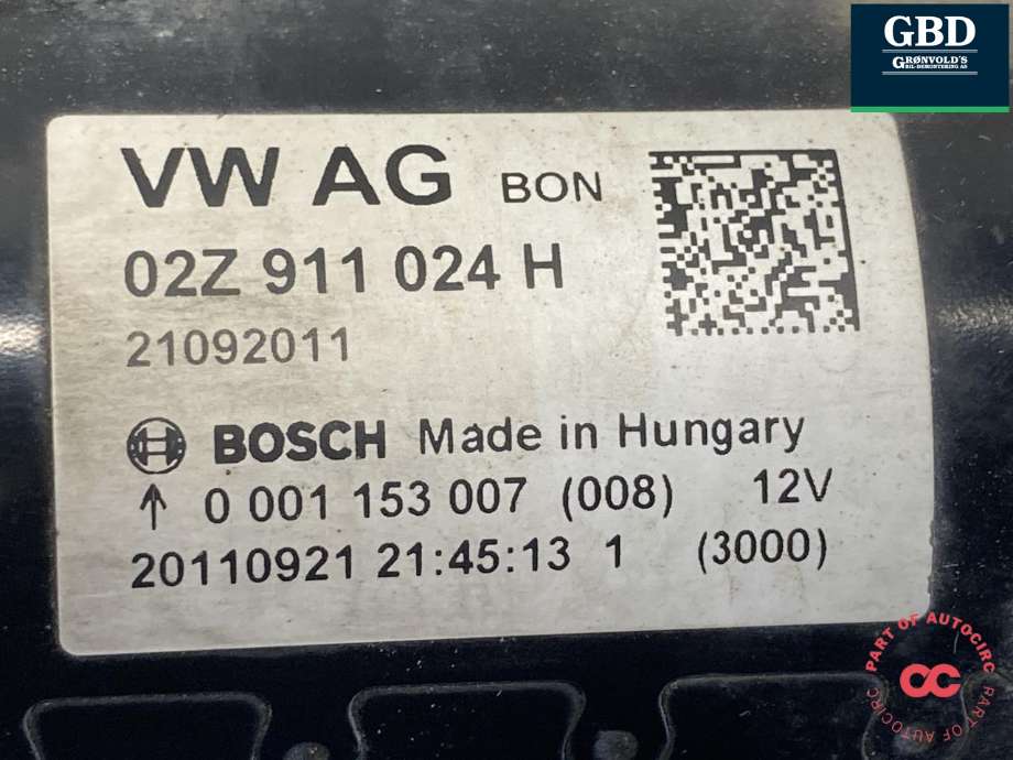 Starter diesel til Škoda Octavia 2009-2013 (Type II, Fase 2) (02Z 911 024 H|02Z 911 024 A|02Z 911 024 HX| 02Z 911 024 AX)