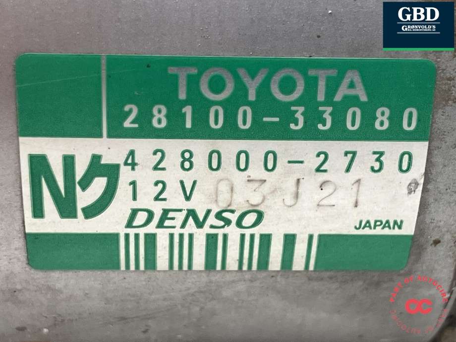 Starter diesel til Toyota Auris 2007-2010 (Type I, Fase 1) (DENSO|2810033080|28100-33080|428000-2730)