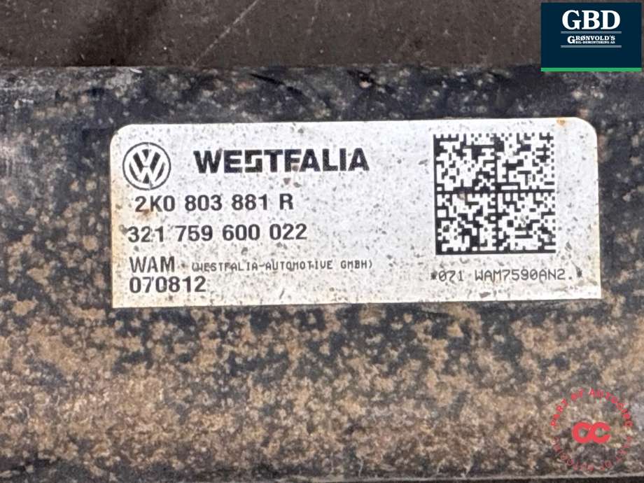Hengerfeste til VW Caddy 2010-2015 (Type III, Fase 2)  (2K0 803 880 J|2K0 803 880 D|)