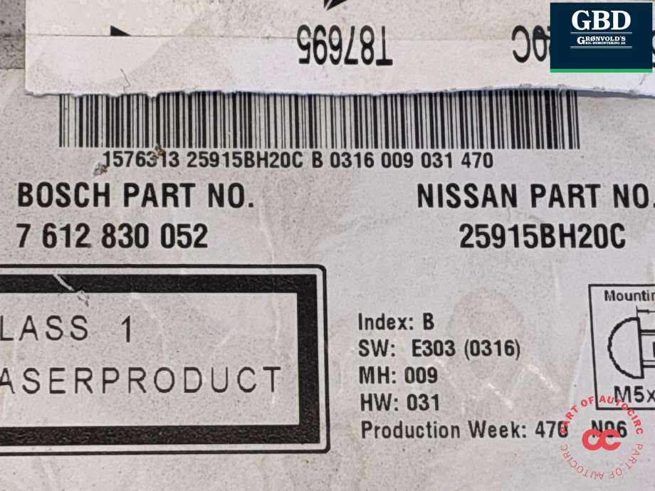 Bilstereo til Nissan Qashqai 2010-2014 (Type I, Fase 2)  (25915BH20C|)