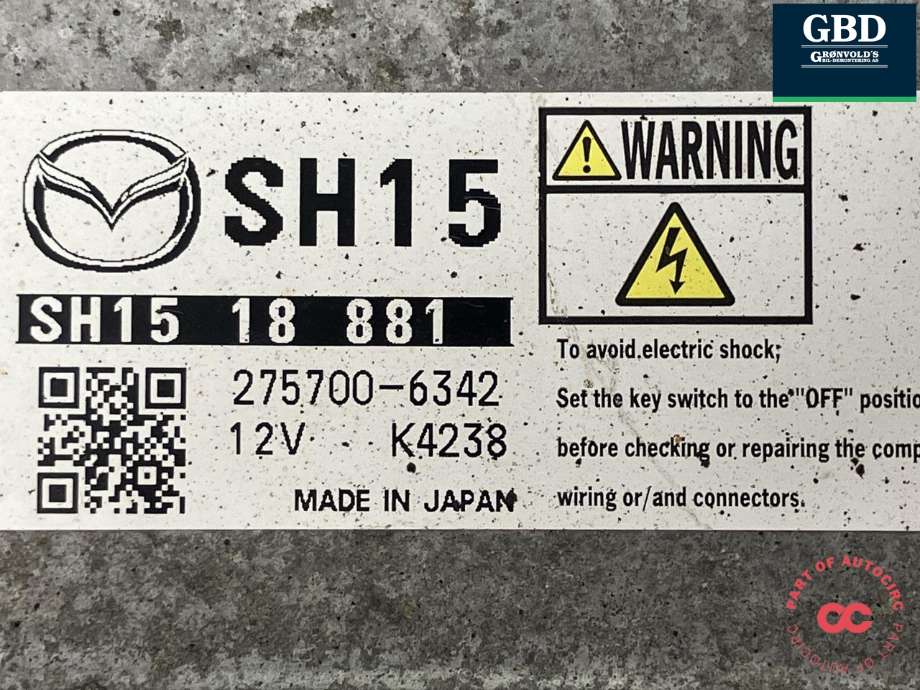Styreenhet motor til Mazda 6 2015-2018 (Type III, Fase 2)  (DENSO|SH1518881|275700-6342|K4238)