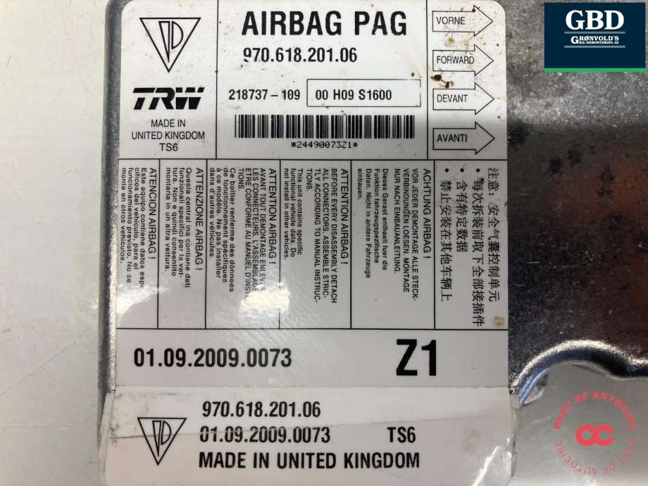 Styreenhet airbag hovedsensor til Porsche Panamera 2009-2017 (Type I) (970) (970) (970 618 201 30|970 618 201 06|)