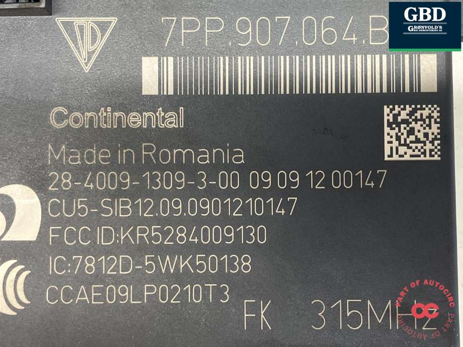 Styreenhet comfort (BCM) til Porsche Panamera 2009-2017 (Type I) (970) (970) (CONTINENTAL|7PP 907 064 GH|7PP 907 064 BA|)