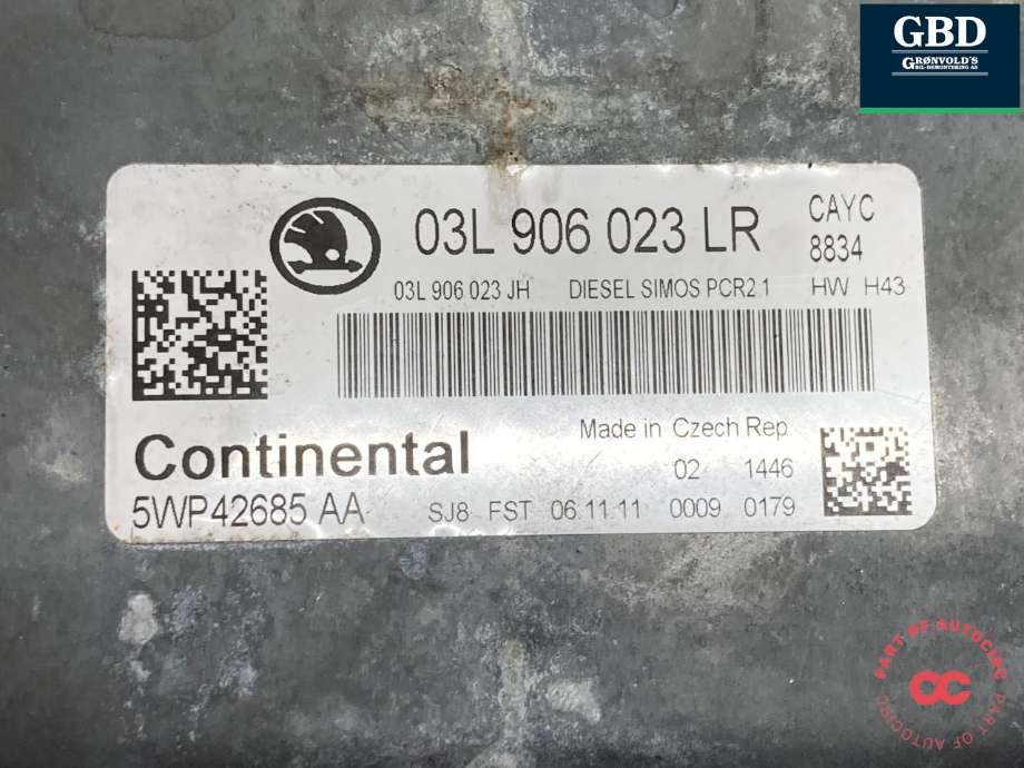 Styreenhet motor til Škoda Octavia 2009-2013 (Type II, Fase 2) (03L 906 023 LR|)