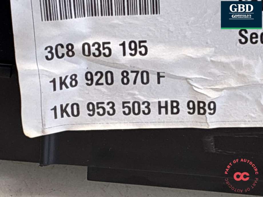 Instrumentpanel til VW Scirocco 2008-2013  (1K8 920 870 F  Z02|1K8 920 870 FX Z02|)