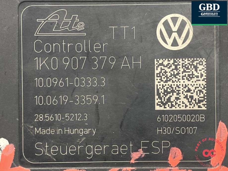 ABS sentral til VW Golf VI 2008-2012 (ATE|1K0 614 517 AS BEF|1K0 614 517 AS|1K0 907 379 AH)
