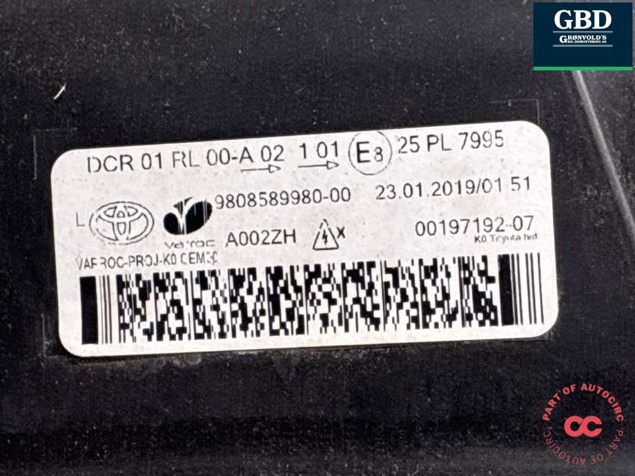 Frontlykt venstre xenon til Toyota Proace 2016-->> (Type II) (SU001A4874|)