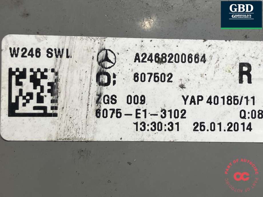 Baklykt høyre ytre til Mercedes B-Klasse 2011-2018 (W246) (W246) (A 246 820 06 64|607502|)