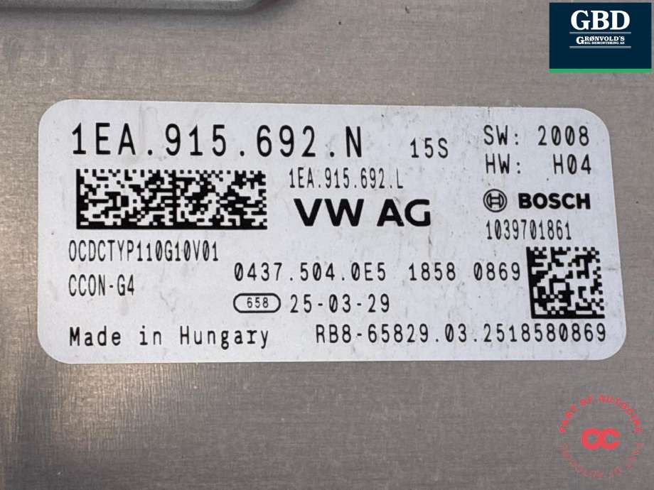 Batterilader (OBC - On Board Charger) til Ford Capri 2024-->>  (2822980|VWR2KA-10C785-MA|1EA 915 692 N)
