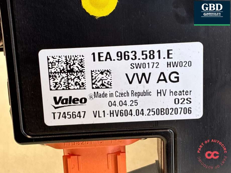 Varmeapparat PTC-heater til Ford Capri 2024-->> (2707062|VWR2KA-18E294-FA|1EA 963 581 E)
