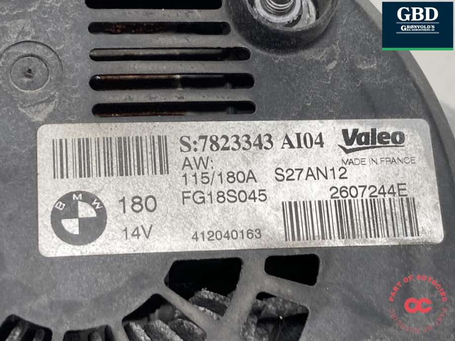 Dynamo diesel til BMW 1-Serie 2011-2015 (Fase 1) (F20/F21) (F20/F21) (12 31 7 823 343|7823343 AI04|)