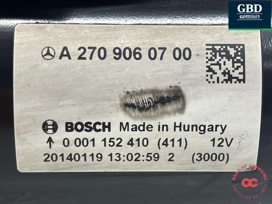 Starter til Mercedes B-Klasse 2011-2018 (W246) (W246) (BOSCH||A 270 906 07 00|0 001 152 410)