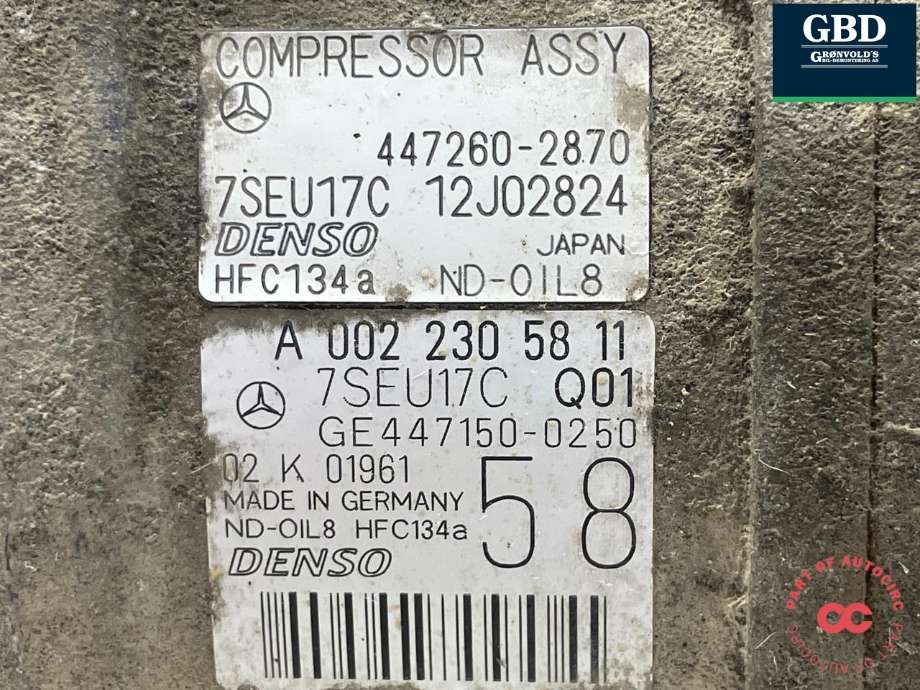 Aircondition kompressor til Mercedes R-Klasse 2006-2013 (W251) (W251) (DENSO|A 002 230 58 11|GE447150-0250)