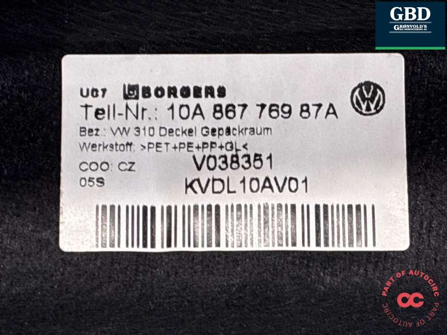 Hattehylle til VW ID.3 2020-->>  