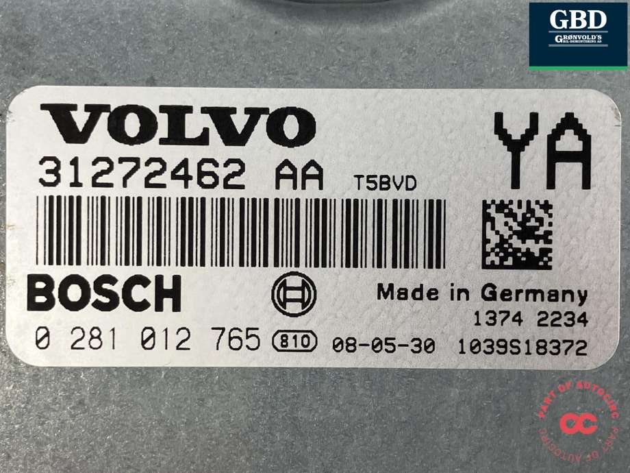 Styreenhet motor til Volvo V70 2007-2013 (Type III, Fase 1) (BOSCH||31272462|0 281 012 765)