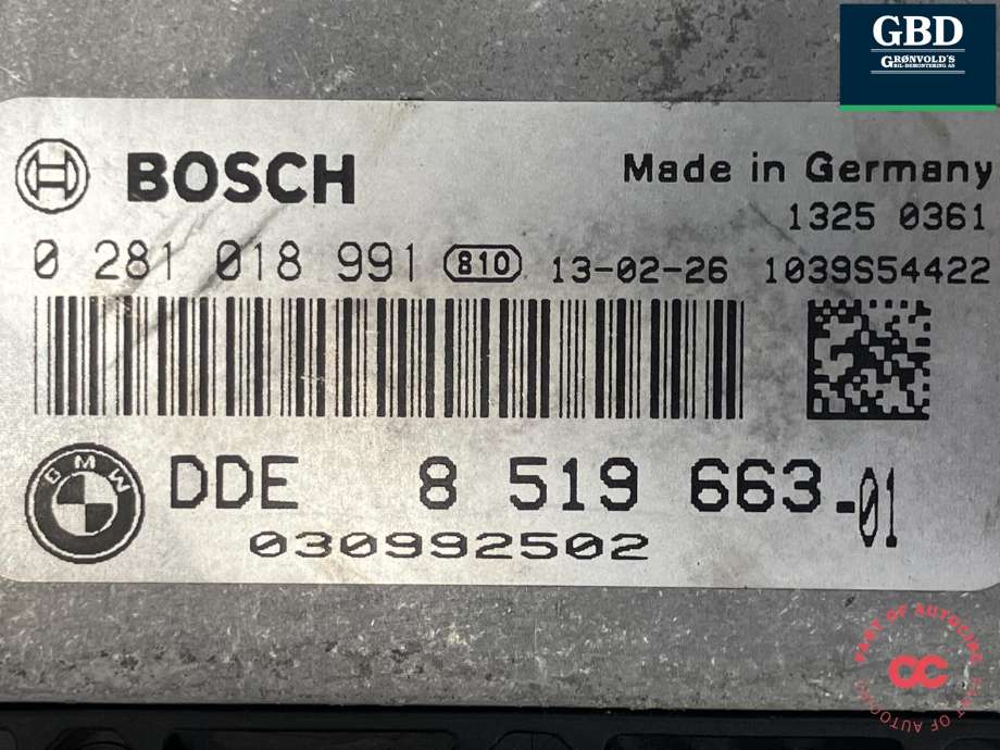 Styreenhet motor til Mini One/Cooper 2007-2014 (R55-57) (R55-57) (BOSCH|13 61 7 823 934|8 519 663|0 281 018 991)