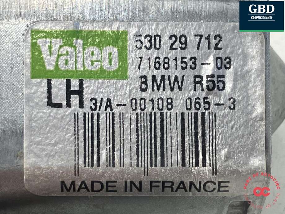 Viskermotor bakrute venstre til Mini One/Cooper 2007-2014 (R55-57) (R55-57) (VALEO|61627168154|7168153-03|530 29 712)