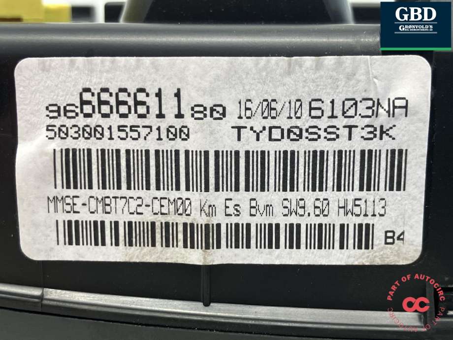Instrumentpanel til Peugeot RCZ 2010-2015  (6103PV|96 666 611 80|)