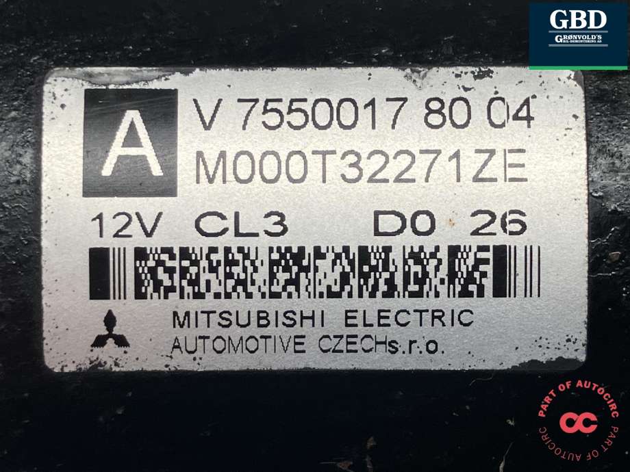 Starter til Peugeot RCZ 2010-2015 (MITSUBISHI|5802AR|V 7550017 80 04|M000T32271ZE)