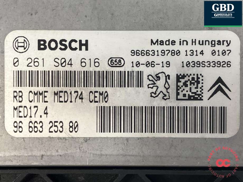 Styreenhet motor til Peugeot RCZ 2010-2015 (BOSCH|1607213880|96 663 253 80|0 261 S04 616)