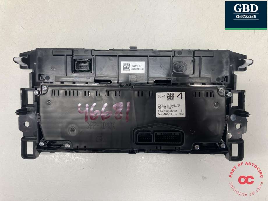 Varmeapparat betjening til Mazda 6 2015-2018 (Type III, Fase 2) (|GMF1 61 190 C|VPEALH-18C612-AD)