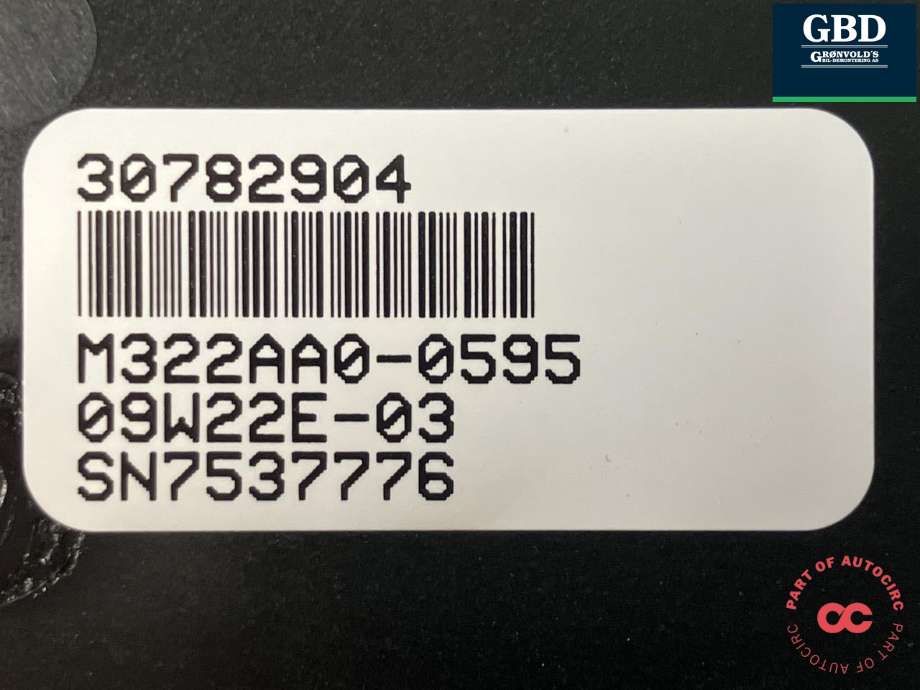 Varmeapparat betjening til Volvo V70 2007-2013 (Type III, Fase 1)  (|30782904|M322AA0-0595)
