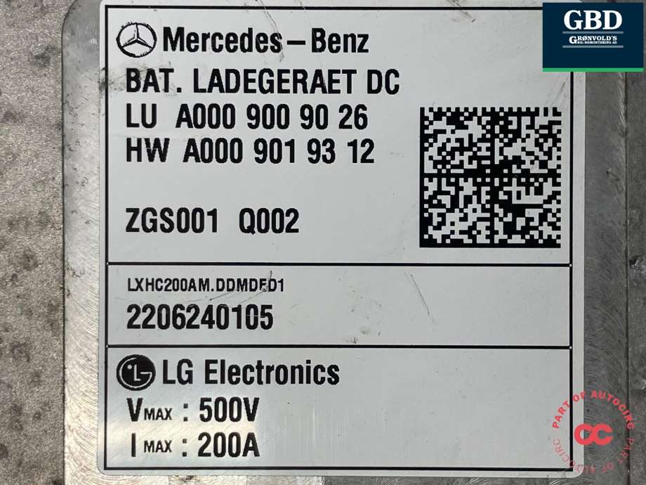 Batterilader (OBC - On Board Charger) til Mercedes EQC 2019-->> (LG|A 000 900 53 35|A 000 900 90 26|A 000 901 93 12)